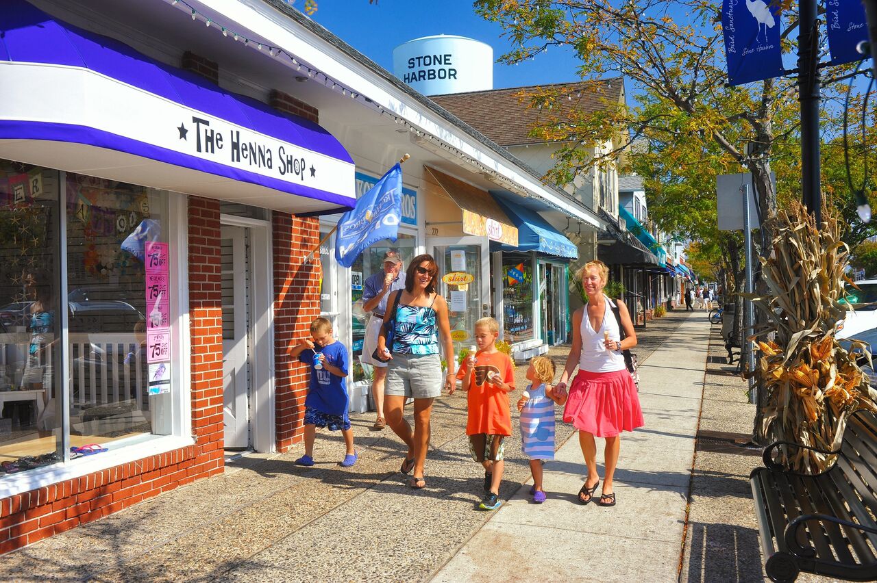Stone Harbor town beach scene
